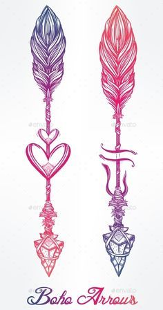 an arrow, heart and dagger tattoo designs