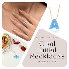 Discover the timeless beauty of our Blue Initial Opal Necklace. This opulent opal jewelry piece features a dazzling charm, beautifully crafted from 925 sterling silver and adorned with a radiant blue opal. The charm showcases a unique initial design, adding a personal touch that will truly make this necklace your own. Minimalism Jewelry, Initial Design, Initial Necklaces, Minimal Jewelry, Opal Necklace, Opal Jewelry