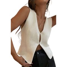 PRICES MAY VARY. Material: Our crochet knit hollow out v neck sleeveless cardigan vest is made of high quality polyester fabric, soft and comfortable to wear, cozy touch, durable and skin-friend. More style please visit Raruxxin store. Features:V neck sleeveless crochet knit vest tops. Solid color cropped knitted sweater cardigan, y2k e-girl tank tops, elegant casual slim fit vest, vintage dressy button down streetwear. Design: Retro crochet sleeveless vest tops feature with solid color, hollow Looks Street Style, Top Streetwear, Casual Vest, Cropped Tops, Knitting Women Sweater, Mode Inspo, Solid Clothes, Knitwear Design, Mua Sắm