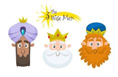 three wise men with crowns on their heads