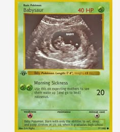 a card with an image of a baby in the center