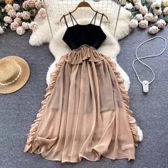 Spaghetti strap dress, fairy lace dress,chic dressMaterial:blendedStyle:fairyColor:as pictureFeatures: chicSize:(cm):S,M,L 1inch=2.54cm 1cm=0.39inchS: Full length 103 bust 78 waist 68&ltbr/>&ltp&gtM: Full length 104 bust 82 waist 72</p>&ltbr/>&ltp&gtL: Full length 105 chest 86 waist 75</p>&ltbr/>&ltp&gtNote:Due to different measurement methods,there will be 1-3 error(unite:cm), please understand.</p>&ltbr/>&ltp&gtPlease check the size carefully when you choose items,thank you.</p>&ltbr/> Summer Chiffon Fairy Dress, Beach Camisole Dress With Ruffles, Fairycore Chiffon Party Dress, Elegant Sleeveless Fairy Dress For Spring, Fairycore Spaghetti Strap Party Dress, Beige Slip Dress With Spaghetti Straps For Party, Beige Spaghetti Strap Slip Dress For Party, Elegant Sleeveless Fairy Dress With Ruffles, Elegant Sleeveless Ruffled Fairy Dress