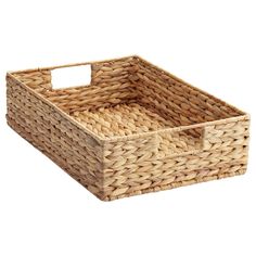 an empty wicker basket is shown on a white background for use as a storage container