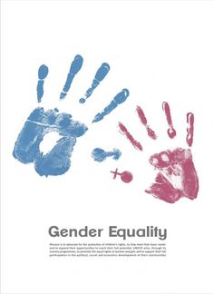 an image of handprints with the words gender equality