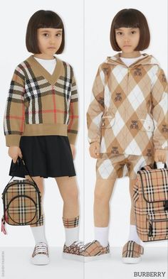 Elevate back-to-school style with Burberry Kids Beige Vintage Check Backpack. Practical and chic, it features iconic Burberry Vintage check. Pair with Beige Thomas Bear Argyle Collection or Archive Beige Check Wool Sweater & Pleated Skirt for timeless charm. Complete with matching canvas sneakers. 🎒✨ #BurberryKids #BackToSchool Image; Burberry Beige Backpack, Beige Backpacks, Backpack Vintage, Burberry Vintage, School Style