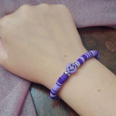 A Cute Handmade Clay Bead Bracelet That Fits Everyone! Colors- Purple Purple Beaded Bracelets For Everyday, Everyday Purple Beaded Stretch Bracelet, Purple Round Beads Friendship Bracelets, Casual Purple Friendship Bracelets With Round Beads, Casual Purple Round Beads Friendship Bracelets, Homemade Clay, Clay Bead Bracelet, Jewelry Purple, Vintage Chanel Handbags