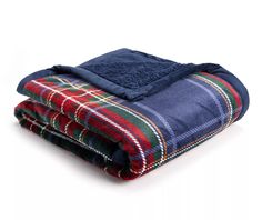 Broyhill Navy & Red Plaid Sherpa Throw, (50" x 60") | Big Lots Tartan Decor, Tartan Plaid Christmas, Snow Gifts, Red Christmas Decor, Plaid Christmas Decor, Red Pictures, Cottage Christmas, Scottish Plaid, Red Tartan