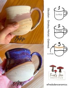 the instructions for how to make a ceramic coffee mug with wood and acrylic paint