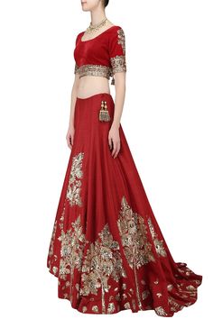 Deep Red Wedding Lehgna Choli by Panache Haute Couture Lengha Simple, Tarun Tahiliani Bridal, Deep Red Wedding, Fashion Bazaar, Wedding Outfits For Groom, Indian Women Fashion, Indian Lehenga Choli, Pakistani Style, Designer Bridal Lehenga