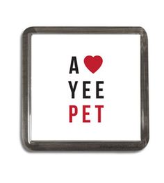 i love a yee pet sticker in red and black on a white background