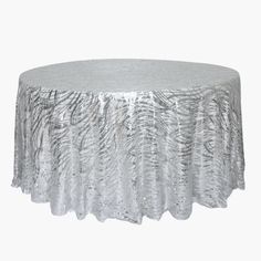 Wave Sequin Mesh Tablecloth 120 Round - Silver Grand Wedding Reception, Corporate Gala, Silver Tablecloth, Intimate Dinner Party, 120 Round Tablecloth, Grand Wedding, Sequin Tablecloth, Sequin Table, Intimate Dinner