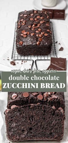 double chocolate zucchini bread on a cooling rack