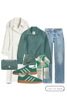 Trench coat, teal sweatshirt, straight leg jeans, green checkered scarf, green Adidas Handball Spezial trainers, green beanie & Chanel bag. Autumn winter outfit, new trainers, casual wear. Adidas Samba Green Outfit Women, Green Handball Spezial Outfit, Green Sneakers Outfits For Women, Green Spezials Outfit, Adidas Handball Spezial Green, Teal Bag Outfit, Green Trainers Outfit, Green Spezial Adidas Outfit, Green Adidas Outfit