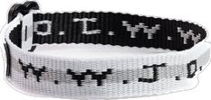 a black and white dog collar with the words,