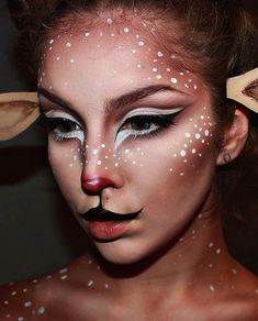 Goat Face Paint, Goat Makeup, Fawn Cosplay, Faun Cosplay, Fawn Makeup, Deer Makeup Tutorial, Reindeer Makeup, Makeup Karakter, Makeup Clown