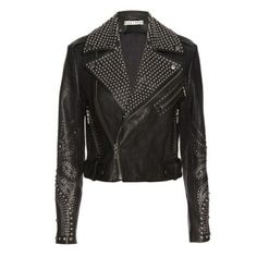 - Alice + Olivia Cody Moto Biker Jacket - Pit To Pit: Approx. 18" - Length: Approx. 19" - Sleeve Length: Approx. 24" From Outer Shoulder Seam To Hem - No Flaws - Silver Studs - Shell: 100% Lamb Leather Fitted Moto Outerwear With Studs, Edgy Biker Jacket With Rhinestone Rivets For Winter, Edgy Winter Biker Jacket With Rhinestone Rivets, Studded Long-sleeved Moto Outerwear, Moto Leather Jacket With Studs For Winter, Fall Moto Outerwear With Studs, Studded Long Sleeve Biker Jacket, Winter Moto Leather Jacket With Studs, Fitted Studded Biker Jacket