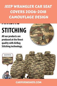 car seat covers with camo pattern and text