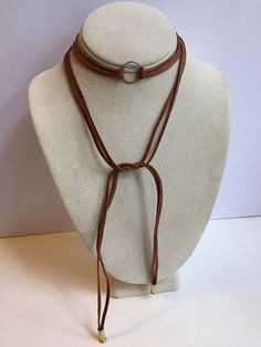 Brown leather wrap choker necklace Wrap Choker Necklace, Wrap Necklace, Wrap Necklaces, Choker Style, Brass Ring, Necklace Choker, Leather Wraps, Brown Leather, Choker