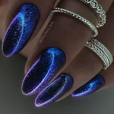 Black And Purple Nails, Galaxy Nail Art, Chic Nail Designs, Velvet Nails, Art Designs Ideas, Black Galaxy, Fancy Nails Designs