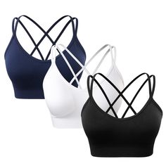 PRICES MAY VARY. ☀【Cute Cross-Back Straps】Cute strappy Bra for Women,double thin straps criss cross back design to offer a enough back support and flexible range of motion. ☀【Medium Support Sports Bra】This criss-cross design provides you with enough support during fitness and provides freedom for your chest，Ideal for medium impact sports. ☀【Soft Breathable Material】Soft elastic fabric with wire-free design,Made with lightweight, moisture wicking power fabric,provide guper comfortable, help keep Sport Bras, Bra For Women, Lounge Bra, Medium Support Sports Bra, Crop Bra, Strappy Bra, Strappy Sports Bras, Comfortable Bras, Lounge Lingerie