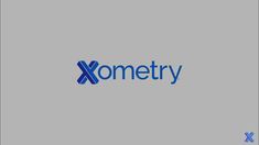 the xometry logo is shown on a gray background with blue letters and an xo