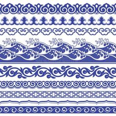 a set of decorative borders and dividers in blue on a white background for design