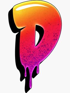 the letter p is dripping pink and orange