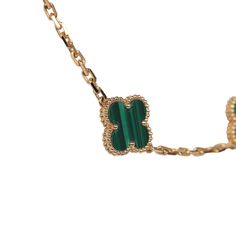 This Van Cleef & Arpels Vintage Alhambra 10 Motif necklace is in 18k yellow gold with 10 malachite motifs and a lobster claw clasp.Origin: FranceCondition: New and never wornAccompanied by: VCA gift box, VCA green jewelry box, box, carebook and authenticity card Measurements: Necklace drop: 8"; chain length: 16"; motif: .5" x .5" Luxury Green 14k Gold Necklaces, Luxury Green 14k Gold Necklace, 10 Motif Necklace, Card Measurements, Authentic Vans, Hermes Birkin 25, Green Jewelry, Birkin 25, Van Cleef Arpels