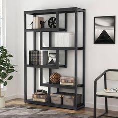 Shelves & Shelving Units - Tribesigns Industrial Chic Design, Industrial Bookshelf, Open Bookshelves, Office Storage Furniture, Library Bookcase, Vintage Bookcase, Black Steel Frame, Bookshelf Styling, Open Bookcase