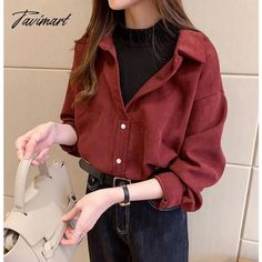 Tavimart Elegant Long Sleeve Casual Shirt Top Women Autumn Winter Solid Color O Neck Sweet Vintage Loose Korean Two Fake Pieces Tank Doc Loafers, Shop Board, Street Smarts, Simple Style Outfits, Street Clothes, Solid Color Outfits, Fall Blouse, Loose Shirt, Tomboy Outfits