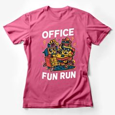 Office Fun Run Cartoon T-Shirt, Colorful Graphic Tee, Cool Robot Design, Unique Office Apparel, Casual Wear Female T-Shirt Custom graphic T-Shirt.Customize your color Office Apparel, Work Apparel, Office Fun, Streetwear Graphic Tees, Penguin T Shirt, Unique Office, Fun Run, Robot Design, Casual Summer Shirts