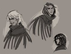 three sketches of the same character from game of thrones