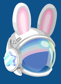 an image of a rabbit ear headphones on a blue background