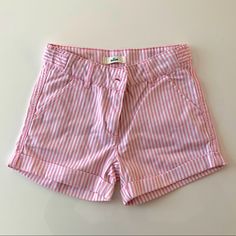 Pinstripe Shorts Size 10 White Striped Shorts For Spring, White Cotton Shorts With Vertical Stripes, Playful Striped Summer Shorts, Playful Striped Bottoms For Summer, Playful Striped Shorts For Summer, Kids Bottoms, Size 10, Pink White, Wardrobe