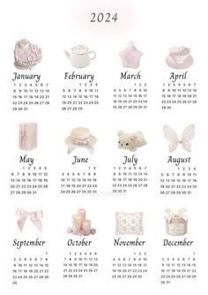 a wall calendar with baby items on it