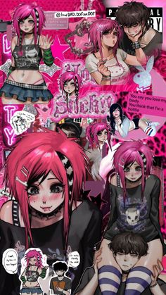 Scene Kid Aesthetic Wallpaper, Scenmo Outfits, Scene Kid Drawing, Scene Girl Drawing, Scene Art Emo, Horror Game Characters, Pink Emo Wallpaper, Grunge Pfps, Scene Emo Wallpaper