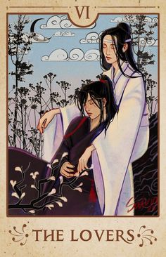 the lovers tarot card with two women holding each other