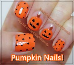 Pumpkin Nail Art (Short Nails) { Halloween } - Welcome to... Short Nails Halloween, Nail Art Short Nails, Nail Art Short, Nail Halloween, Pumpkin Nail, Cotton Candy Nails, Pumpkin Nails