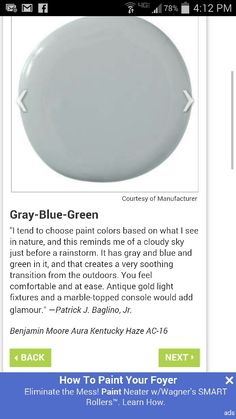 an email page for gray blue - green paint