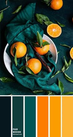 an orange color scheme with green and oranges