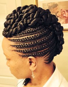 Feed In Cornrows - http://www.blackhairinformation.com/community/hairstyle-gallery/braids-twists/feed-cornrows/ #braidsandtwists Cornrow Braid Styles, Goddess Braids Hairstyles, Afrikaanse Mode, Mohawk Hairstyles, Beautiful Braids, Braids For Black Women, Cornrows Braids, Afro Punk