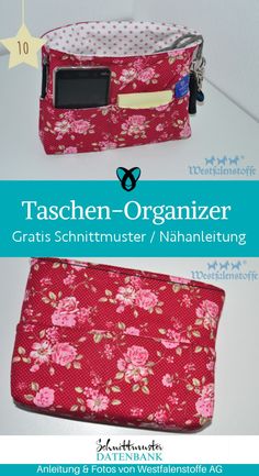 two bags with flowers on them and the words taschen - organizer in german