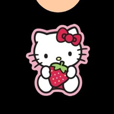 an image of a hello kitty holding a strawberry