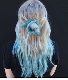 Blue And Blonde Hair, Blue Balayage, Pride Hair, Blue Ombre Hair, Light Blue Hair, Cute Hair Colors, Teal Hair