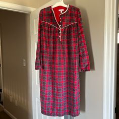 Secret Treasures Red Plaid Winter Holiday Nightgown. Brand New Without Tags. Never Worn. Super Soft And Comfy! 100% Polyester. Size Medium (8/10). Lace Piping Around The Neckline And Down The Front. Button Down Neckline. Measures 42” From Shoulder To Hem. Sleeve Length Is 24”. Perfect For The Upcoming Winter Nights, The Holiday Season, Or Even A Fun Pajama Party With Your Girlfriends!! Best Pajamas, Winter Nights, Pajama Party, Winter Holiday, Winter Holidays, Red Plaid, Night Gown, Piping, Women's Intimates