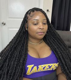 Small Soft Locs Long, Small Soft Locs, Faux Locs Marley Hair, Sleek Braided Ponytail, Hair Braid Patterns, Lemonade Braids, Soft Locs, Short Box Braids Hairstyles