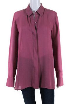 ad eBay - Find many great new & used options and get the best deals for Vince Womens Silk Covered Placket Buttoned Collared Blouse Top Pink Size 12 at the best online prices at eBay! Free delivery for many products! Collared Blouse, Blouse Top, Size 12, Top Blouse, Silk