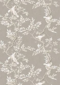 a wallpaper with white birds and branches on grey background, in the style of chino