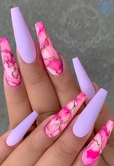 Pink Nail Art Designs, Long Acrylic Nail Designs, Pink Nail Art, Nail Idea, Nail Envy