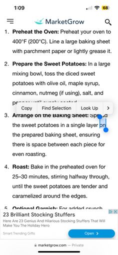 an iphone screen showing the instructions for how to use baking powder on bread or muffins